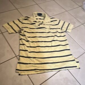 Polo Ralph Lauren Men's L Yellow Navy Striped Polo Shirt 100% Cotton Logo